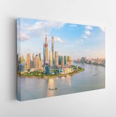 Onlinecanvas - Schilderij - View Downtown Shanghai Skyline In China Art Horizontal Horizontal - Multicolor - 30 X 40 Cm