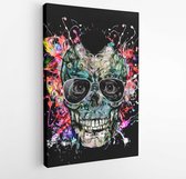 Onlinecanvas - Schilderij - Abstract Futuristic Background With Skull Art -vertical Vertical - Multicolor - 115 X 75 Cm