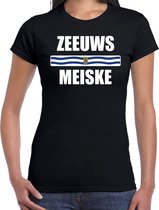 Zeeuws meiske met vlag Zeeland t-shirt zwart dames - Zeeuws dialect cadeau shirt L