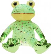 Pluche groene kikker knuffel met glitters en metallic 30 cm - Kikkers dieren knuffels - Speelgoed voor kinderen