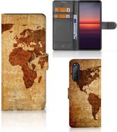Telefoonhoesje Sony Xperia 5II Wallet Bookcase Wereldkaart