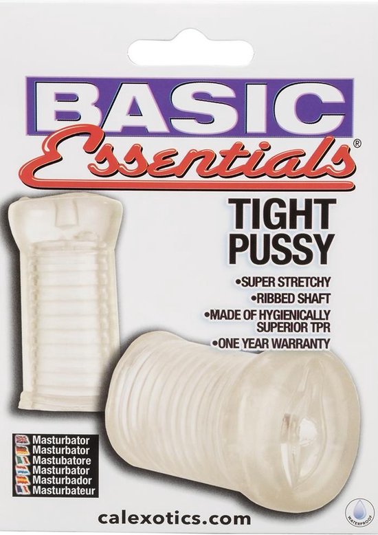 Calexotics Basic Essentials Tight Pussy masturbator verpakking, met productafbeeldingen.
