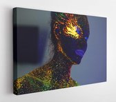 A girl with a beard in a neon light  - Modern Art Canvas  - Horizontal - 1075412021 - 40*30 Horizontal