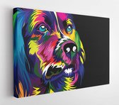 Onlinecanvas - Schilderij - Dog Colorfull Wpap Art Horizontal Horizontal - Multicolor - 75 X 115 Cm