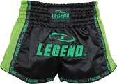 Legend Sports Kickboksshort Unisex Satijn Zwart/groen Maat Xl