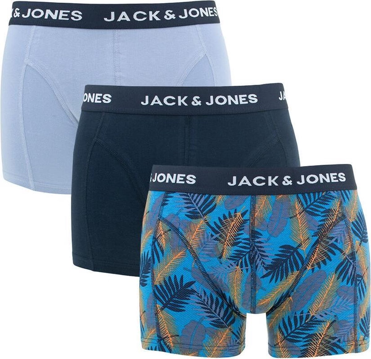 JACK & JONES JACLEAF BLUE TRUNKS 3 PACK LTN Heren Onderbroek - Maat L