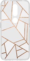 Design Backcover Nokia 4.2 hoesje - Grafisch Wit / Koper