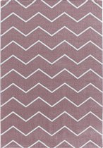 Modern laagpolig vloerkleed Rio - roze zigzag - 80x250 cm