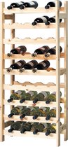 XL Wijnrek - Groot Wijnrek voor 36 Wijn flessen - FSC® Dennenhout - 9 Laags Staand Houten Wijn Rek - Flessen Houder - 51x27x120 Cm