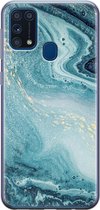 Samsung M31 hoesje - Marmer blauw | Samsung Galaxy M31 hoesje | Siliconen TPU hoesje | Backcover Transparant
