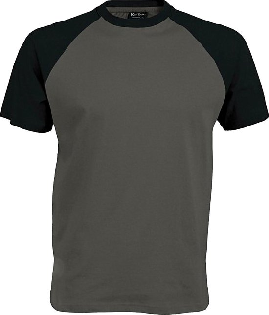 Kariban Herenshirt met korte mouwen Baseball T-Shirt (Leisteengrijs/zwart)