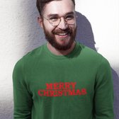 Foute Kersttrui Groen Merry Christmas - Maat L - Kerstkleding voor dames & heren