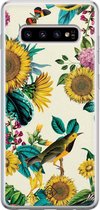 Samsung S10 hoesje siliconen - Zonnebloemen / Bloemen | Samsung Galaxy S10 case | geel | TPU backcover transparant