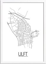 Ulft Plattegrond poster A4 + fotolijst wit (21x29,7cm) - DesignClaud