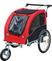 PawHut Honden-en katten fietskar/jogger roodzwart 2-in-1