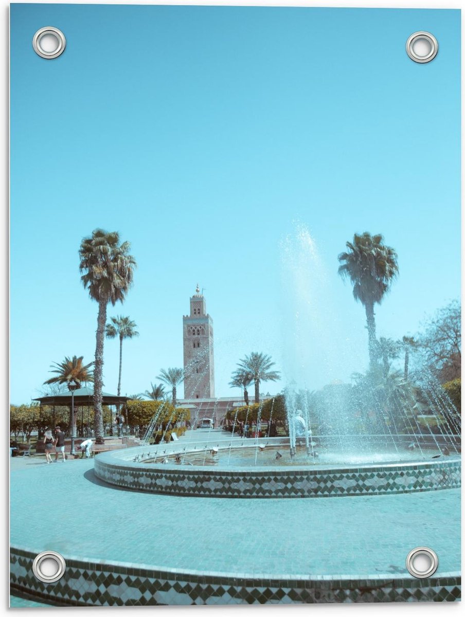 Tuinposter – Grote Waterfontein - 30x40cm Foto op Tuinposter (wanddecoratie voor buiten en