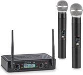 auna Pro UHF200F-2B 2-kanaals UHF-draadloze microfoonset receiver 2x handmicrofoon zwart