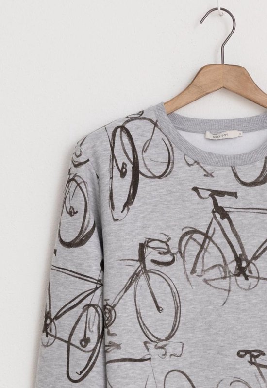 Sissy-Boy Grijze katoenen sweater print fiets | bol.com