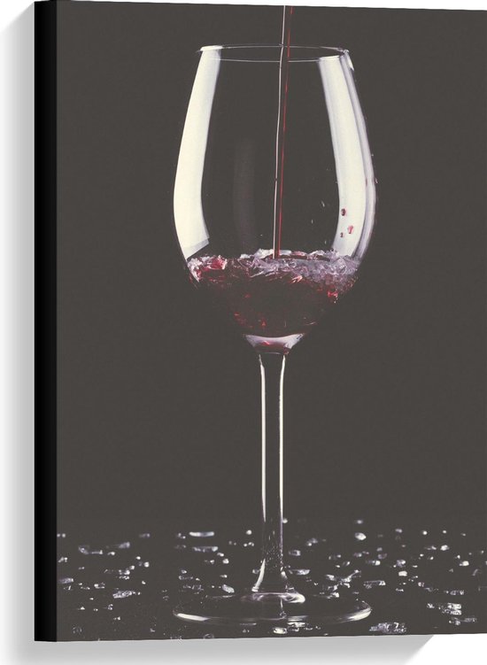 Canvas  - Rode Wijn in Glas - 40x60cm Foto op Canvas Schilderij (Wanddecoratie op Canvas)