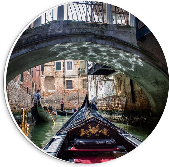 Forex Wandcirkel - Boot in de Wateren van Venetië - Foto op Wandcirkel (met ophangsysteem)