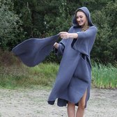 Zeemeermantel - poncho - dark grey - Unisex - met kleine handdoek