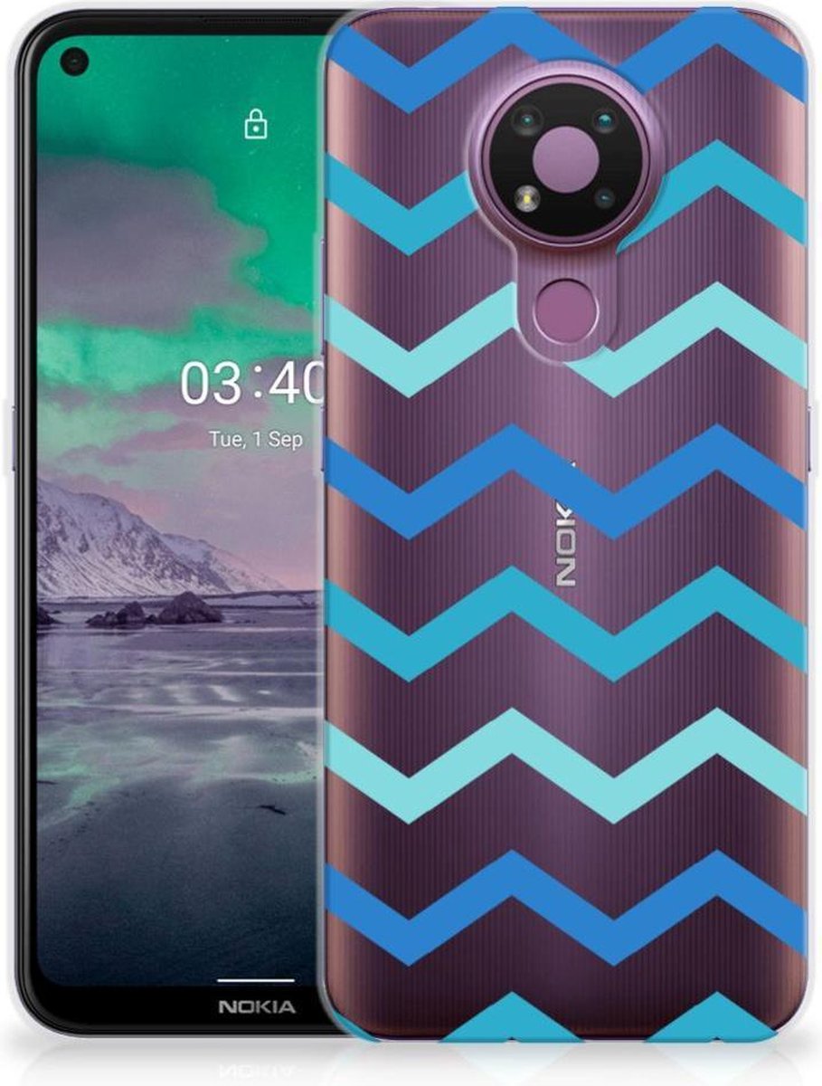 Nokia 3.4 TPU bumper Zigzag Blauw