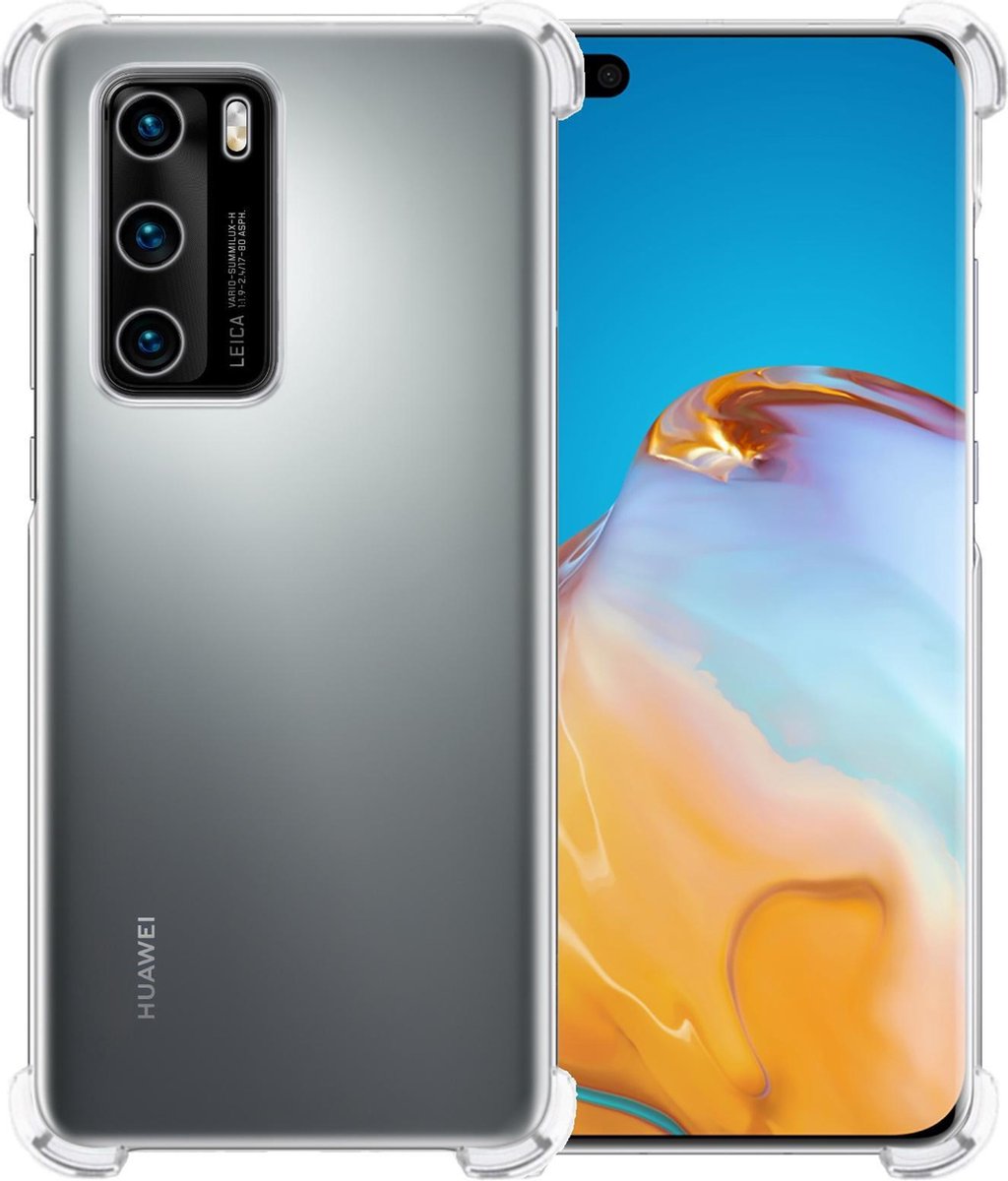 Hoesje - Geschikt voor Huawei P40 - Sterk & Shockproof - Siliconen Case - Back Cover - Telefoon Hoes Shock Proof - Telefoonhoesjes - Transparant