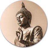 Ronde muursticker Statue Buddha - WallCatcher | 100 cm behangsticker Wandcirkel | Muurcirkel Boeddha standbeeld