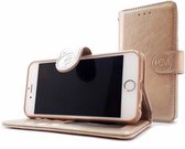 Apple iPhone 12 Pro Max - Golden Shimmer Leren Portemonnee Hoesje - Lederen Wallet Case TPU meegekleurde binnenkant- Book Case - Flip Cover - Boek - 360º beschermend Telefoonhoesje