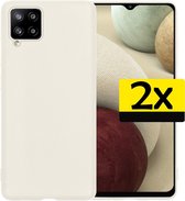 Samsung A12 Hoesje Back Cover Siliconen Case Hoes Wit - 2 Stuks