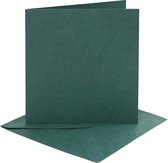 Kaarten en enveloppen. afmeting kaart 15.2x15.2 cm. afmeting envelop 16x16 cm. 230 gr. donkergroen. 4 set/ 1 doos
