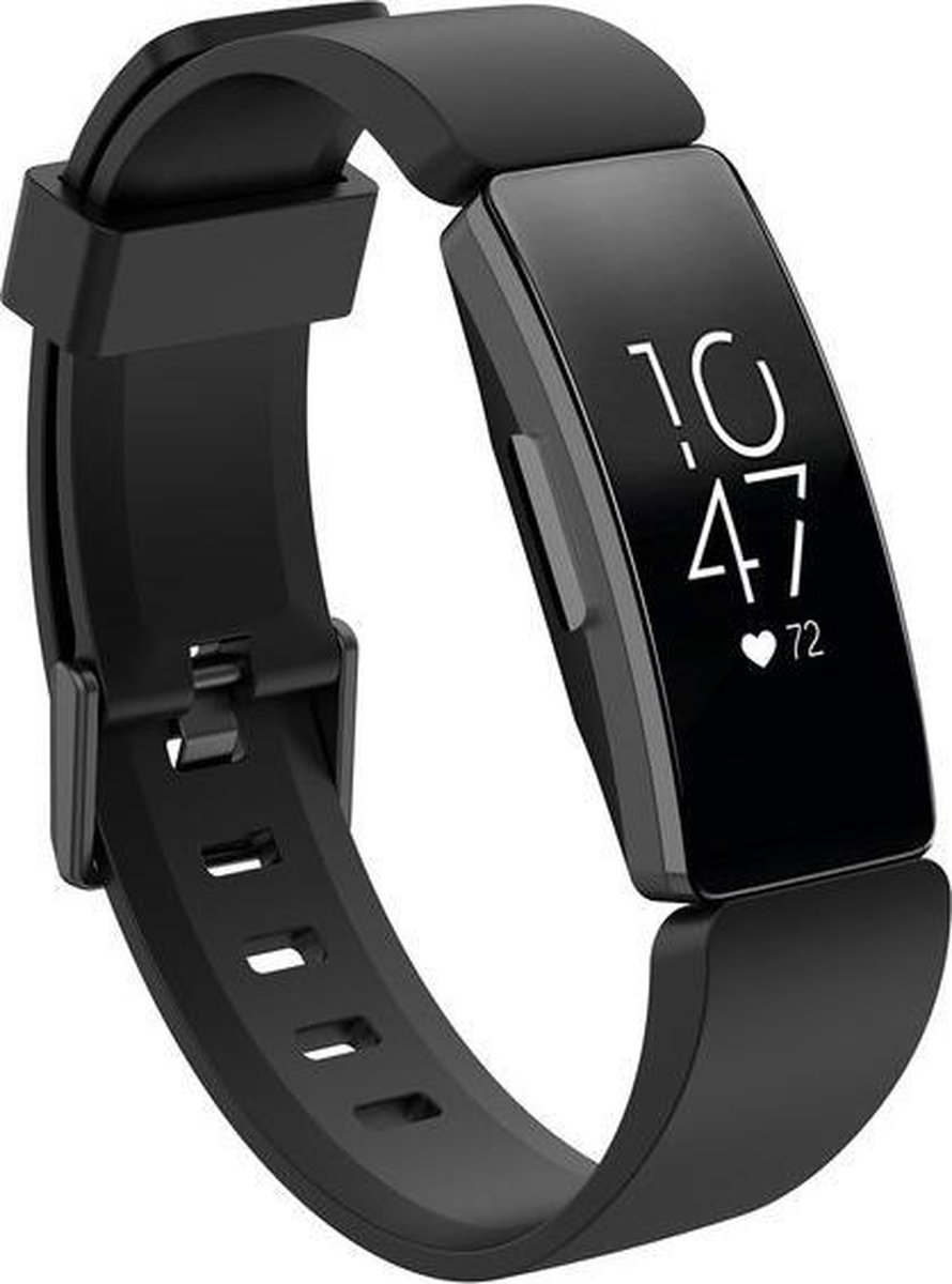By Qubix - Compatible Fitbit bandje - Geschikt voor fitbit Inspire 1 / HR / Ace 2 siliconen bandje met gesp - Maat: Large - zwart