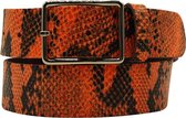 Oranje riem - Fluo Python Orange  Dames riem - Broekriem Dames - Dames riem -  Dames riemen - heren riem - heren riemen - riem - riemen - Designer riem - luxe