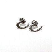 Oorbellen studs letter Alfabet - Zilver (letter U)
