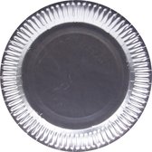 Folat - Zilverkleurige Metallic Mat Borden 23 cm - 8 stuks
