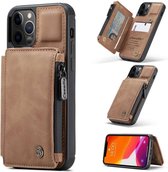 CASEME Apple iPhone 12 Pro Max Back Cover Wallet Case - Portemonnee Hoesje - Bruin