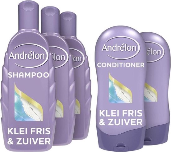 Andrélon Klei Fris & Zuiver Shampoo + Conditioner - 5 x 300 ml - Voordeelverpakking