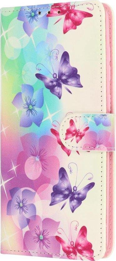 Coque Samsung Galaxy S21 Plus avec impression - Étui portefeuille - Porte-cartes et languette magnétique - Fleurs et papillons et Protecteurs d'écran en Verres