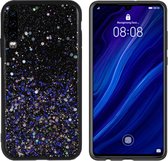 BackCover Spark Glitter Telefoonhoesje - Hoesje Huawei P30 - Blauw