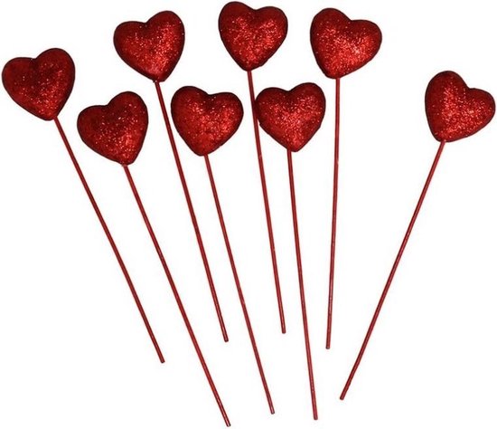 Set van 8x boeket prikker hartjes 23 Valentijn cadeau decoratie... bol.com