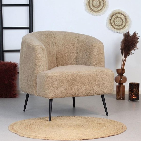 Bronx71® Teddy fauteuil taupe Billy - Zetel 1 persoons - Relaxstoel -  Velours - Teddy... | bol.com