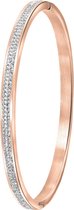 Lucardi - Dames Guess stalen roseplated bangle armband kristal - Staal - Armband - Cadeau - Stijlvol - Zilverkleurig