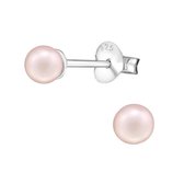Aramat jewels ® - Zilveren pareloorbellen licht roze 925 zilver roze 4mm