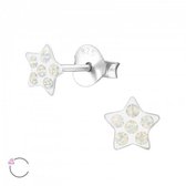Aramat jewels ® - Oorstekers sterling zilver ster 5mm swarovski elements kristal witte opaal