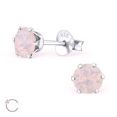 Aramat jewels ® - Oorbellen rond swarovski elements kristal 925 zilver opaal roze 5mm