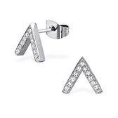 Aramat jewels ® - Oorbellen zweerknopjes v bar kristal chirurgisch staal 10mm x 9mm