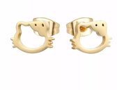 Aramat jewels ® - Zweerknopjes oorbellen poes goudkleurig chirurgisch staal 10mm x 7mm