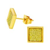 Aramat jewels ® - Zweerknopjes sandblasted oorbellen goudkleurig chirurgisch staal 8mm