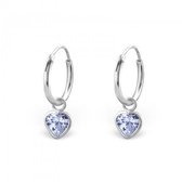 925 sterling zilveren oorringen hanger lila hartje