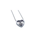 Ashanger hart in hart vader staal zilverkleurig zirkonia 2cm